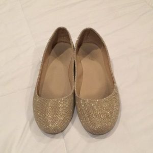 Gold glittery flats